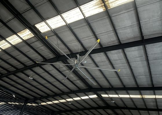 Un buen precio. Ventilador de techo de lámina de aluminio industrial HVLS para almacén de granjas de escape Ventilador de motor PMSM en línea