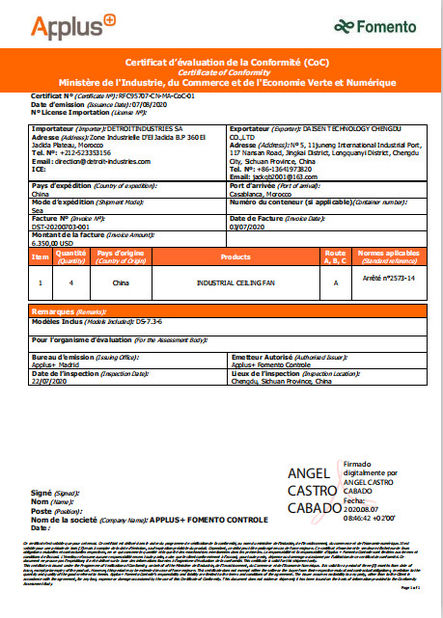 China Daisen Technology Chengdu Co., Ltd. certificaciones